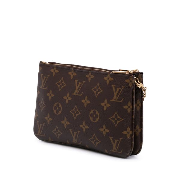 Pre-owned Louis Vuitton Monogram Double Zip Pochette Illustre Vivienne Shanghai Brown