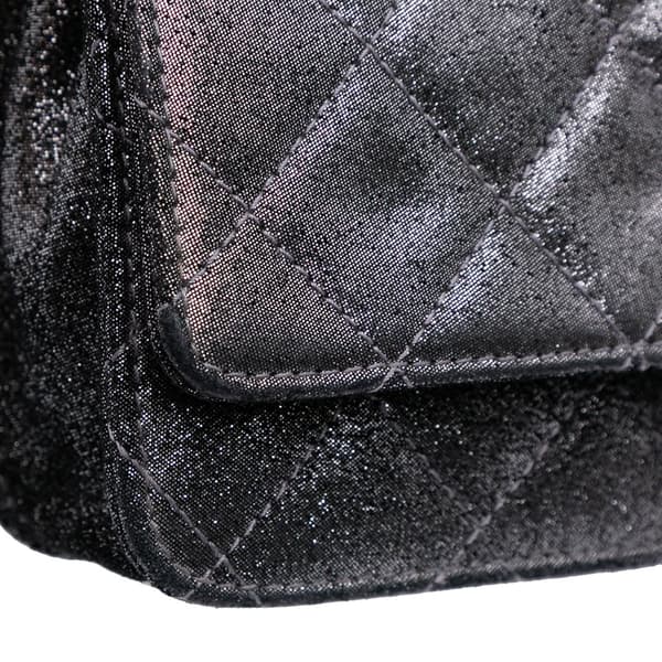 Pre-owned Chanel Quilted Iridescent Lambskin Tartan Button Wallet On Chain Silver