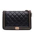 Miniatyrbild 1 av 10: Pre-owned Chanel Quilted Calfskin Chain Around Boy Wallet On Chain Black