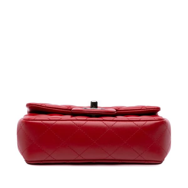 Pre-owned Chanel Extra Mini Rectangular Classic Lambskin Single Flap Red