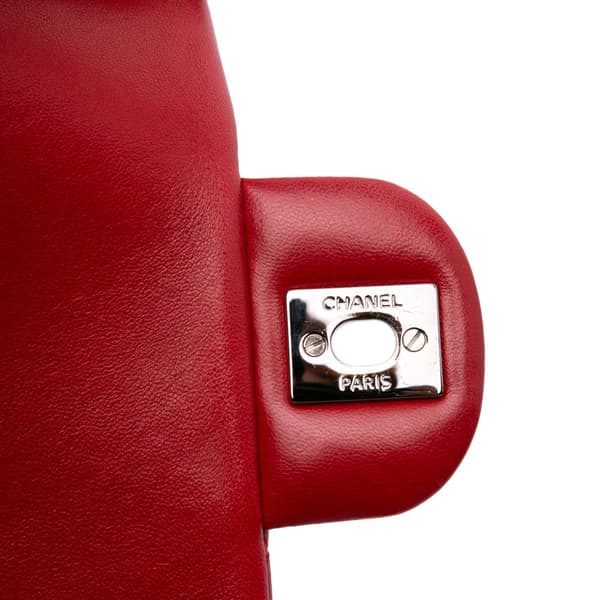 Pre-owned Chanel Extra Mini Rectangular Classic Lambskin Single Flap Red