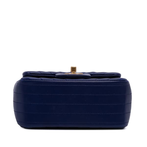 Pre-owned Chanel Mini Square Classic Chevron Lambskin Single Flap Blue