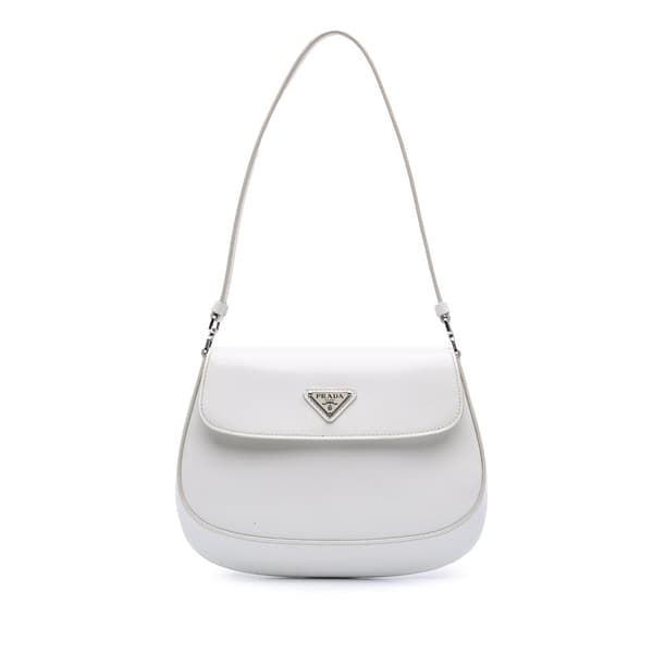 Pre-owned Prada Mini Brushed Leather Cleo Bag White