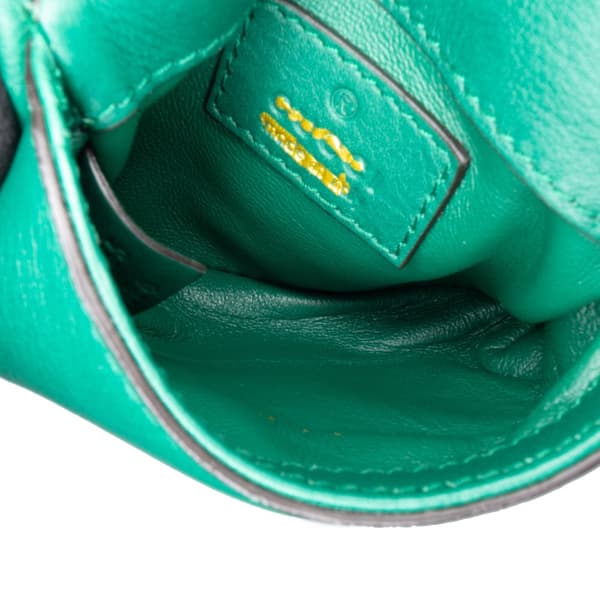 Pre-owned Gucci Textured Calfskin Blondie Card Case on Strap Green
