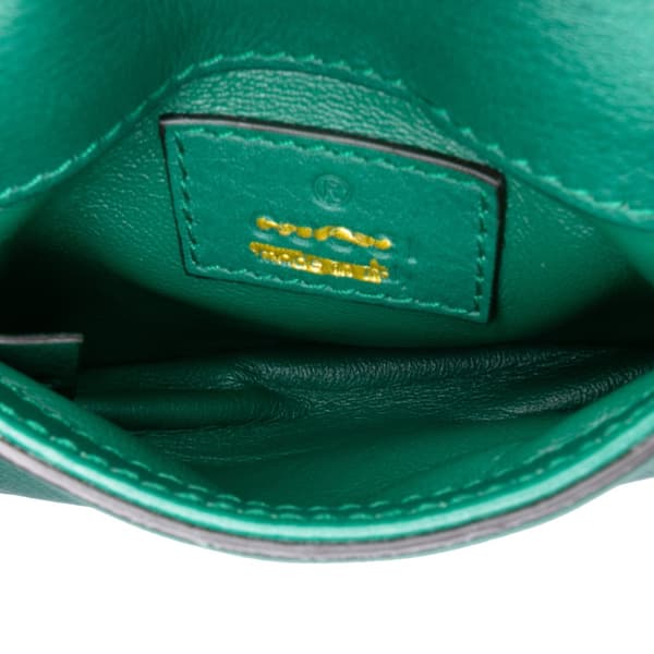 Pre-owned Gucci Textured Calfskin Blondie Card Case on Strap Green