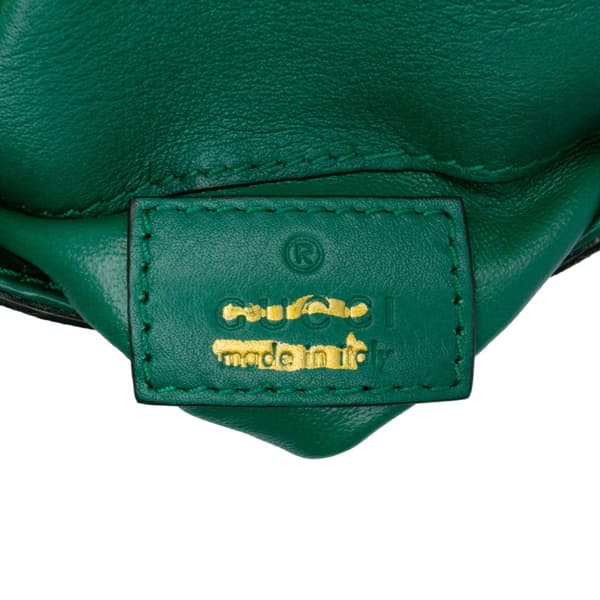 Pre-owned Gucci Textured Calfskin Blondie Card Case on Strap Green