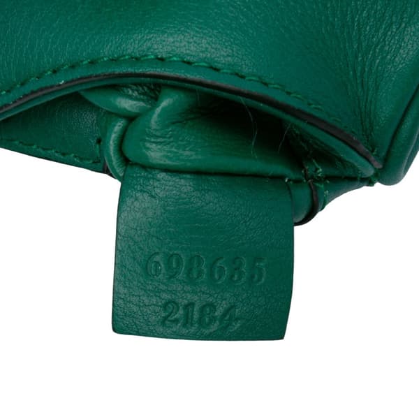 Pre-owned Gucci Textured Calfskin Blondie Card Case on Strap Green