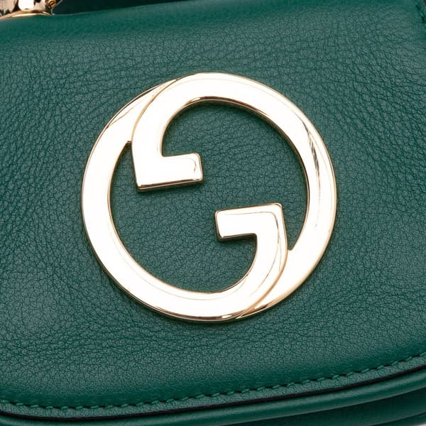 Pre-owned Gucci Textured Calfskin Blondie Card Case on Strap Green