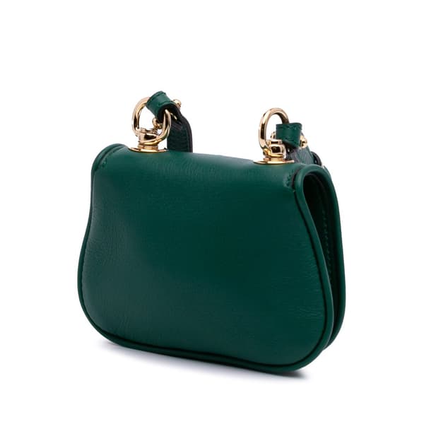 Pre-owned Gucci Textured Calfskin Blondie Card Case on Strap Green