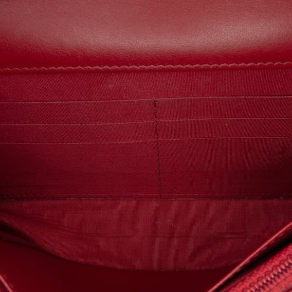 Pre-owned Chanel Métiers d'Art CC Chevron Lambskin Wallet On Chain Red
