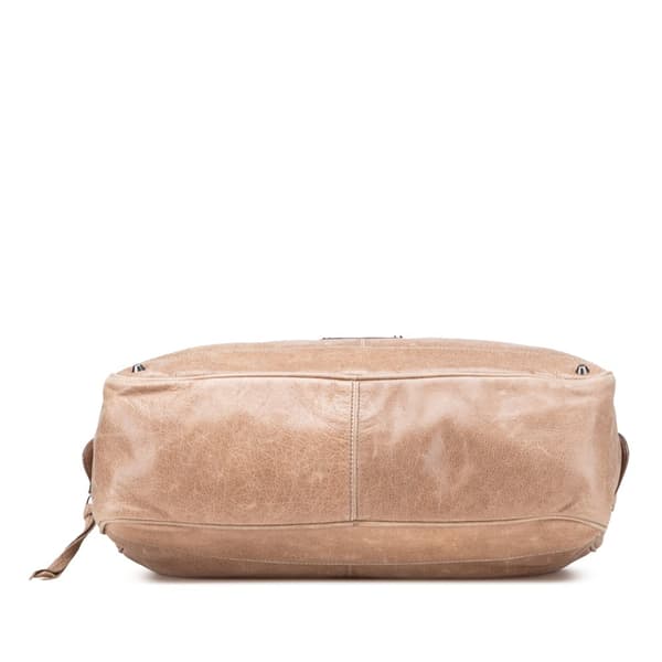 Pre-owned Balenciaga Mini Lambskin Motocross Classic Folder Business Bag Brown