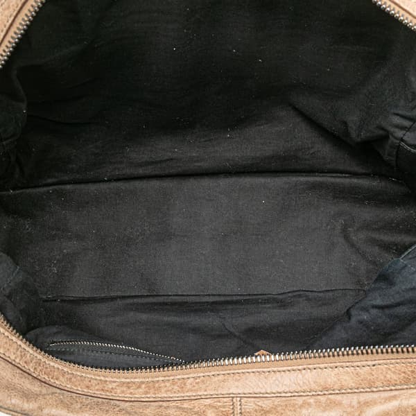 Pre-owned Balenciaga Mini Lambskin Motocross Classic Folder Business Bag Brown