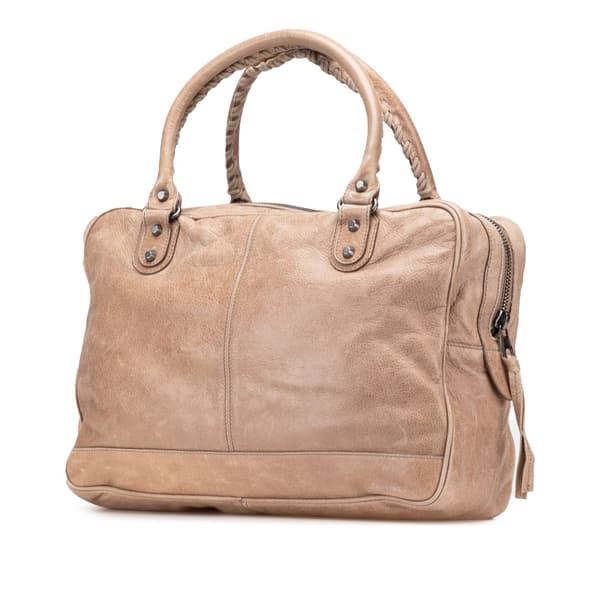 Pre-owned Balenciaga Mini Lambskin Motocross Classic Folder Business Bag Brown