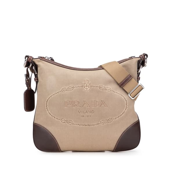 Pre-owned Prada Canvas Canapa Logo Crossbody Brown