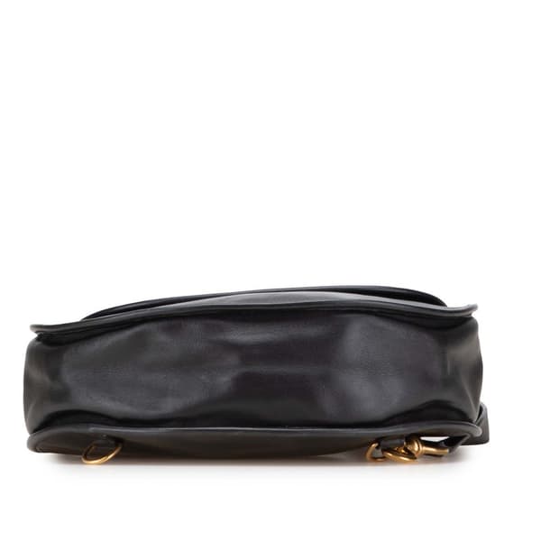 Pre-owned Gucci Leather Horsebit Sling Bag Black
