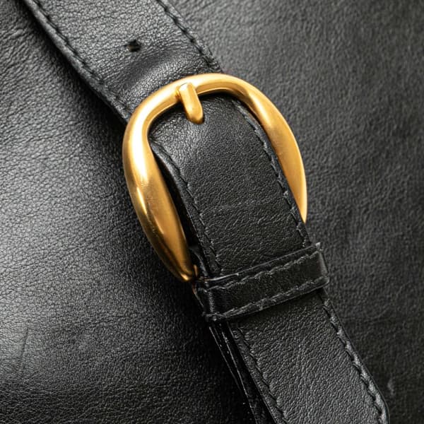 Pre-owned Gucci Leather Horsebit Sling Bag Black