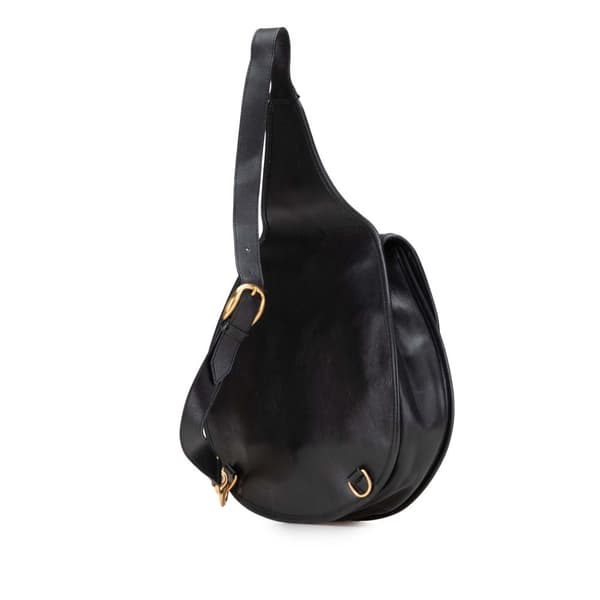 Pre-owned Gucci Leather Horsebit Sling Bag Black