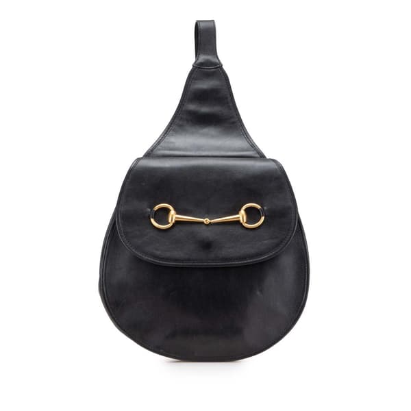 Pre-owned Gucci Leather Horsebit Sling Bag Black