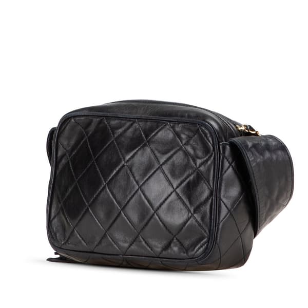 Pre-owned Chanel Mini CC Diamond Quilted Lambskin Tassel Camera Bag Black