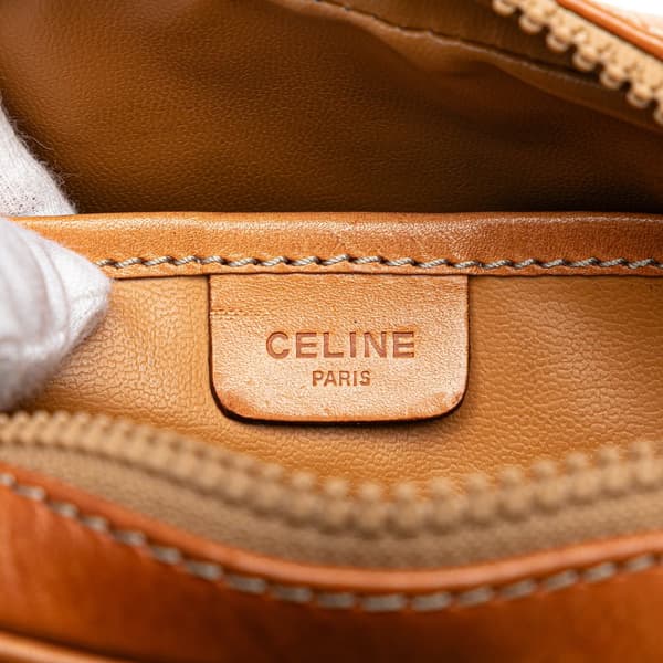 Pre-owned Celine Macadam Coated Canvas Crossbody Brown