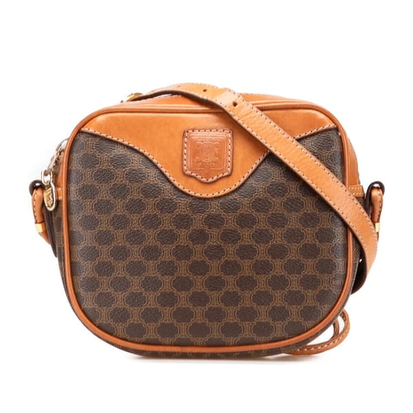 Pre-owned Celine Macadam Coated Canvas Crossbody Brown