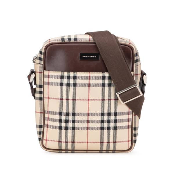 Pre-owned Burberry House Check Canvas Crossbody Brown