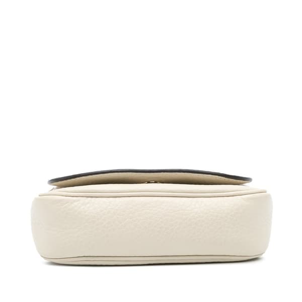 Pre-owned Gucci Small Leather Soho Chain Flap Crossbody White