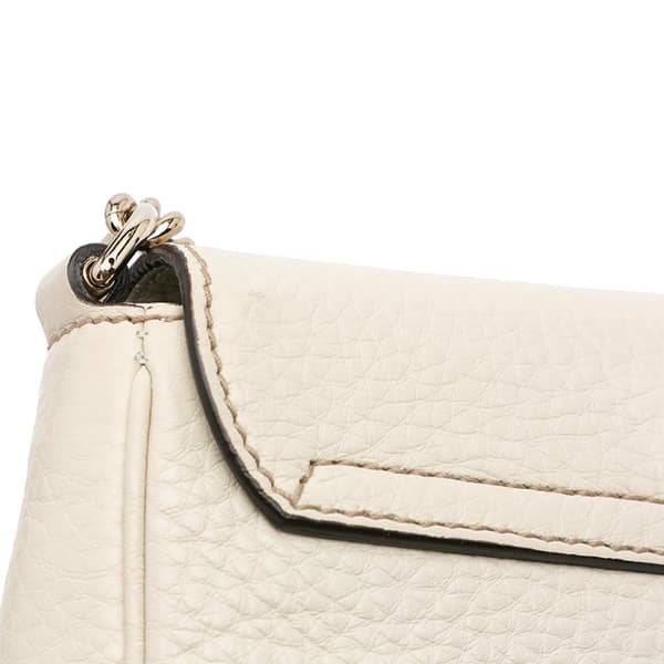 Pre-owned Gucci Small Leather Soho Chain Flap Crossbody White