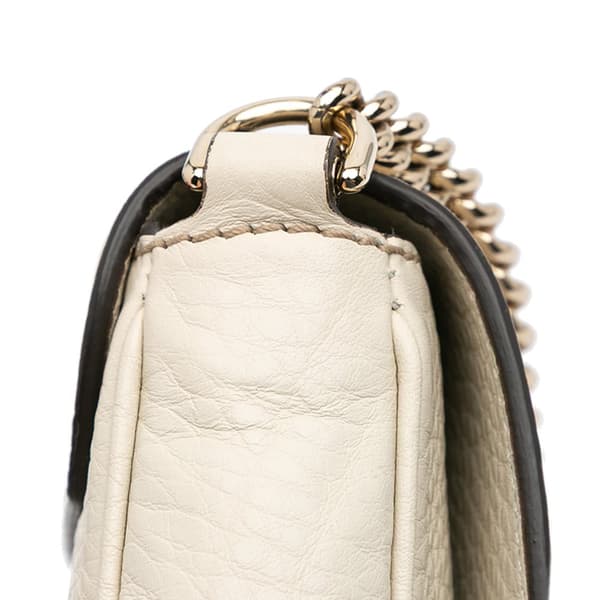 Pre-owned Gucci Small Leather Soho Chain Flap Crossbody White