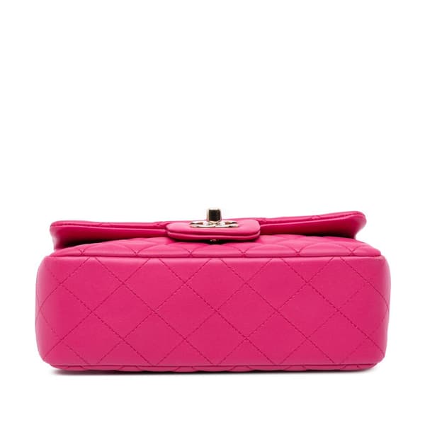 Pre-owned Chanel Mini Rectangular Classic Lambskin Single Flap Pink