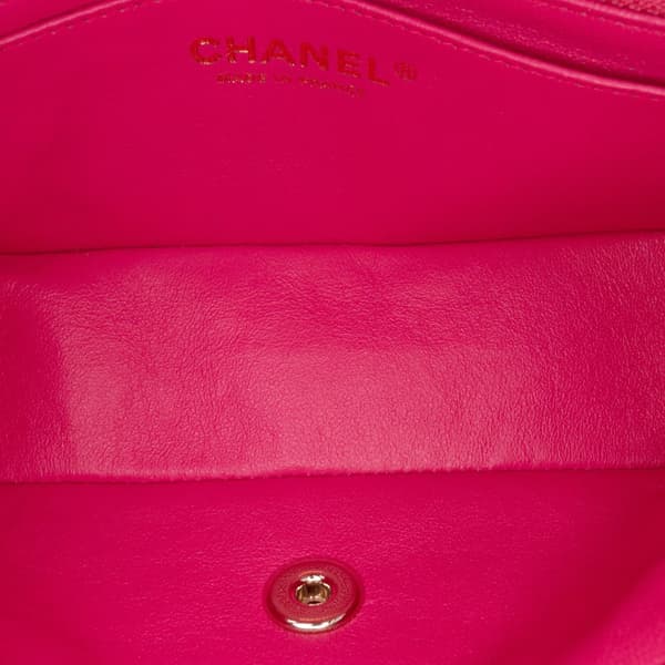 Pre-owned Chanel Mini Rectangular Classic Lambskin Single Flap Pink