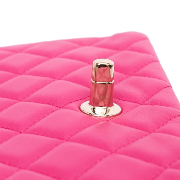Pre-owned Chanel Mini Rectangular Classic Lambskin Single Flap Pink