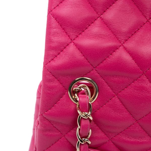 Pre-owned Chanel Mini Rectangular Classic Lambskin Single Flap Pink