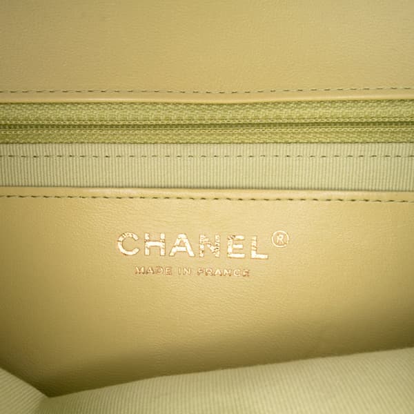 Pre-owned Chanel Mini Square Lambskin Casino Royale Charms Single Flap Green