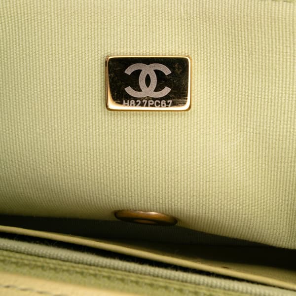 Pre-owned Chanel Mini Square Lambskin Casino Royale Charms Single Flap Green