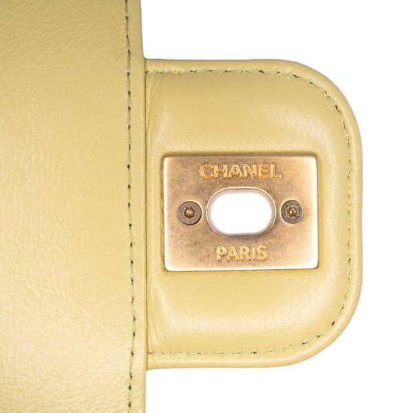 Pre-owned Chanel Mini Square Lambskin Casino Royale Charms Single Flap Green