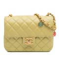 Pikkukuva 1 / 10: Pre-owned Chanel Mini Square Lambskin Casino Royale Charms Single Flap Green