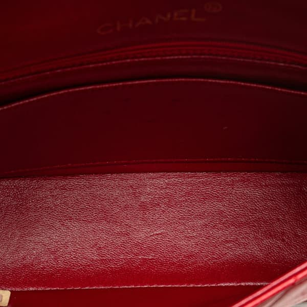Pre-owned Chanel Mini Square Classic Lambskin Single Flap Red