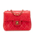 Miniatyrbilde 1 av 10: Pre-owned Chanel Mini Square Classic Lambskin Single Flap Red