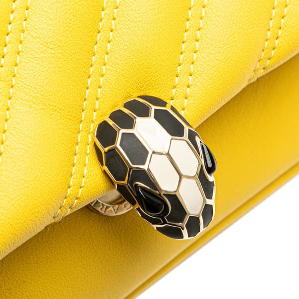 Pre-owned Bvlgari Leather Serpenti Cabochon Chain Crossbody Yellow
