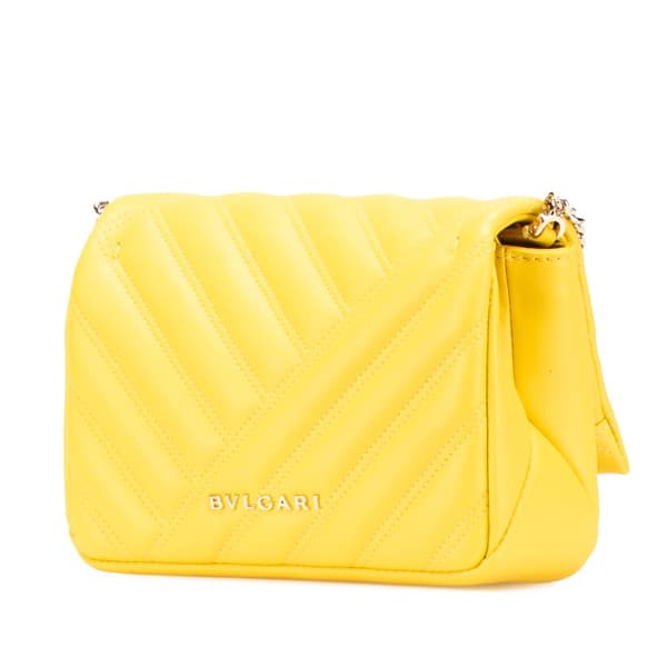 Pre-owned Bvlgari Leather Serpenti Cabochon Chain Crossbody Yellow
