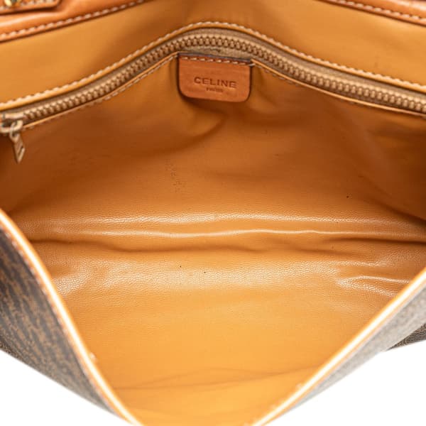 Pre-owned Celine Macadam Coated Canvas Crossbody Brown