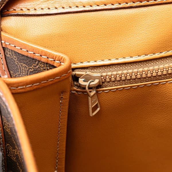 Pre-owned Celine Macadam Coated Canvas Crossbody Brown