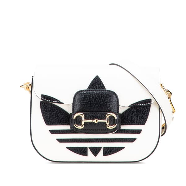 Pre-owned Gucci Adidas Leather Horsebit 1955 Crossbody White