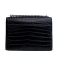 Miniatyrbild 3 av 10: Pre-owned Saint Laurent Medium Croc Embossed Calfskin Sunset Flap Crossbody Black