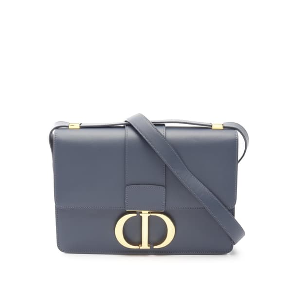 Pre-owned Dior Leather 30 Montaigne Flap Blue