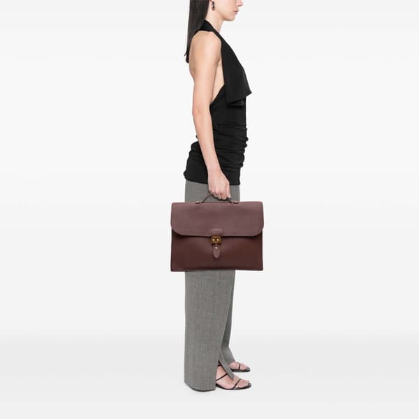 Pre-owned Hermès Togo Sac a Depeches 41 Brown