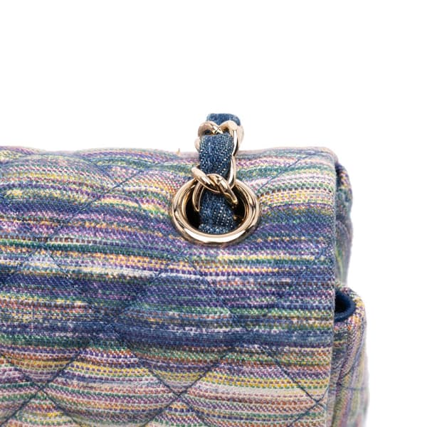 Pre-owned Chanel Mini Rectangular Multicolor Classic Denim Single Flap Blue