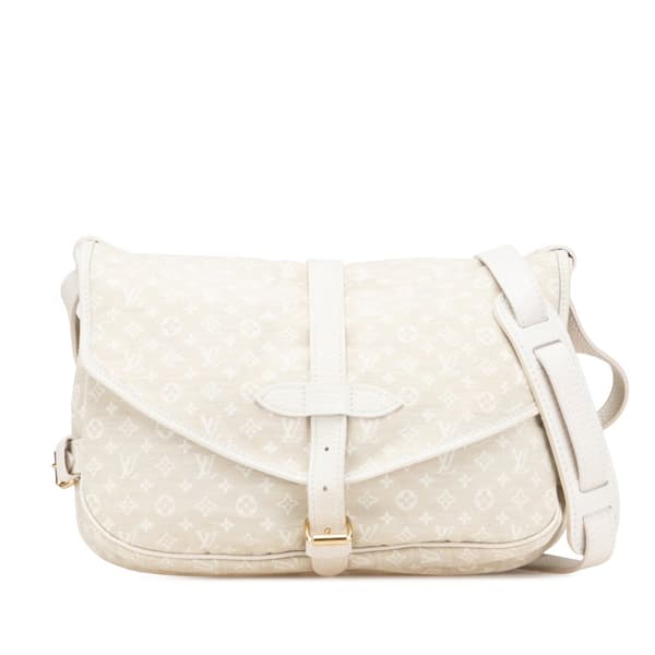 Pre-owned Louis Vuitton Monogram Mini Lin Saumur 30 Brown