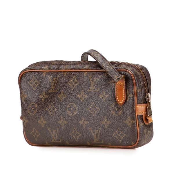 Pre-owned Louis Vuitton Monogram Pochette Marly Bandouliere Brown